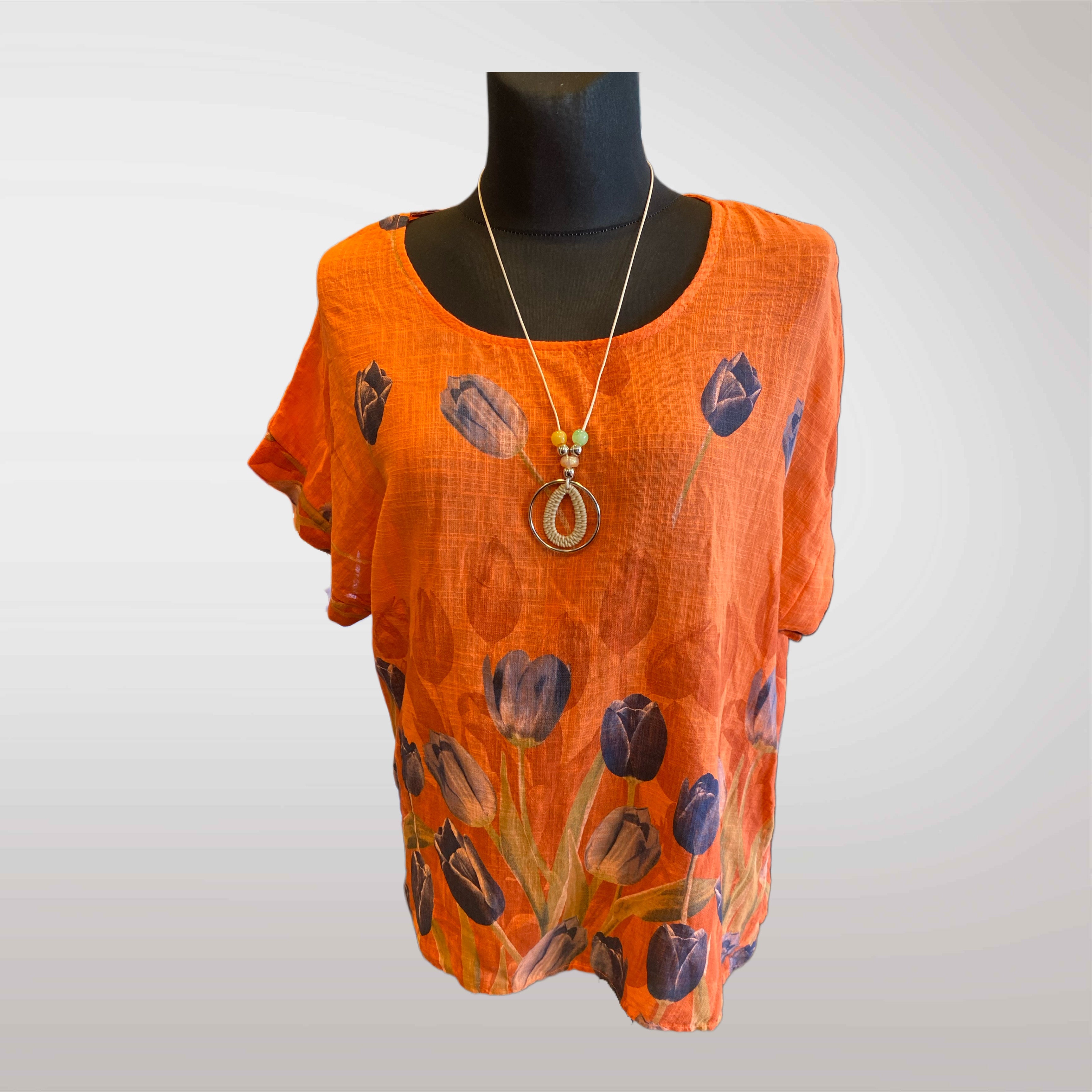 Floral Blouse with Necklace