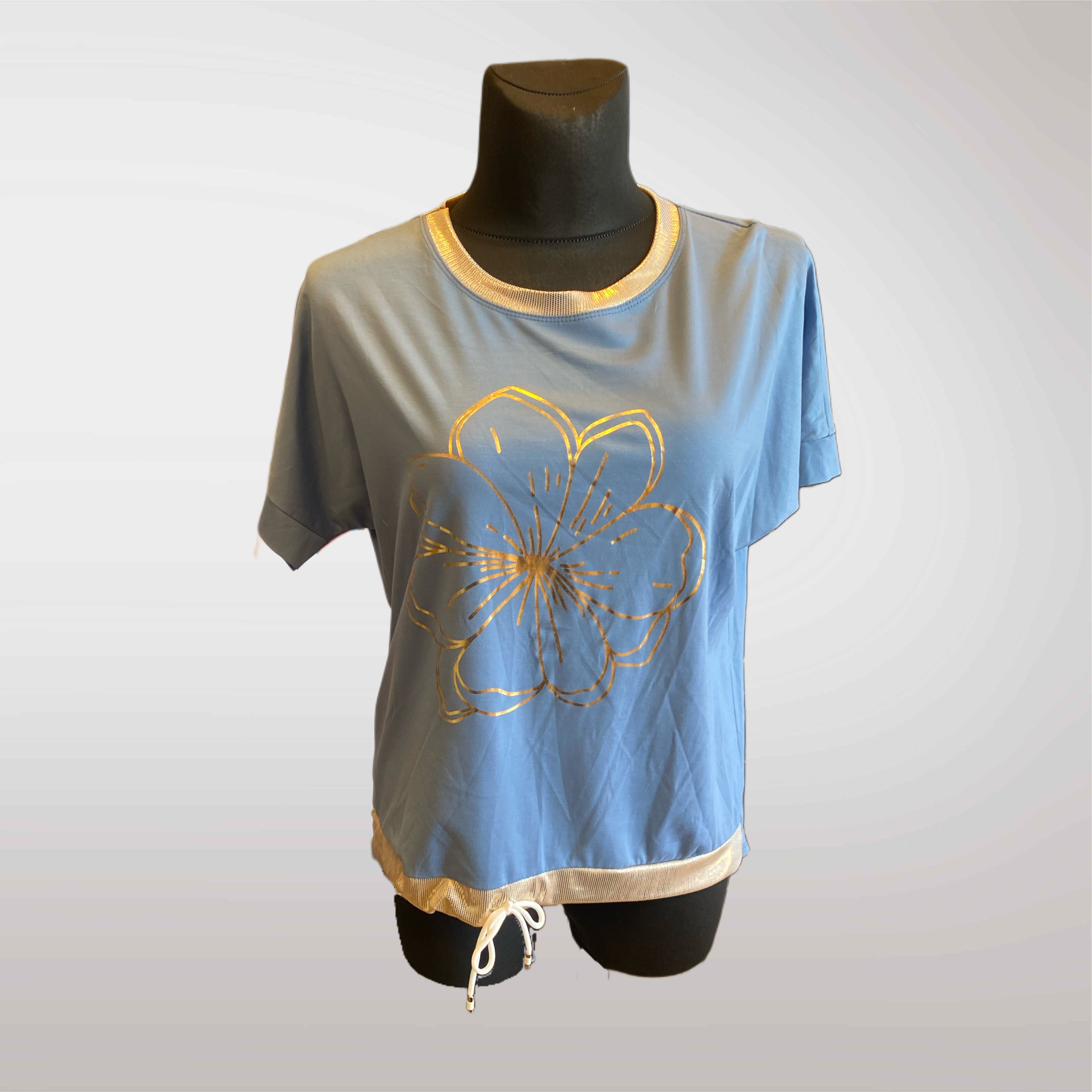 Blouse with Flower Viscose with Gold