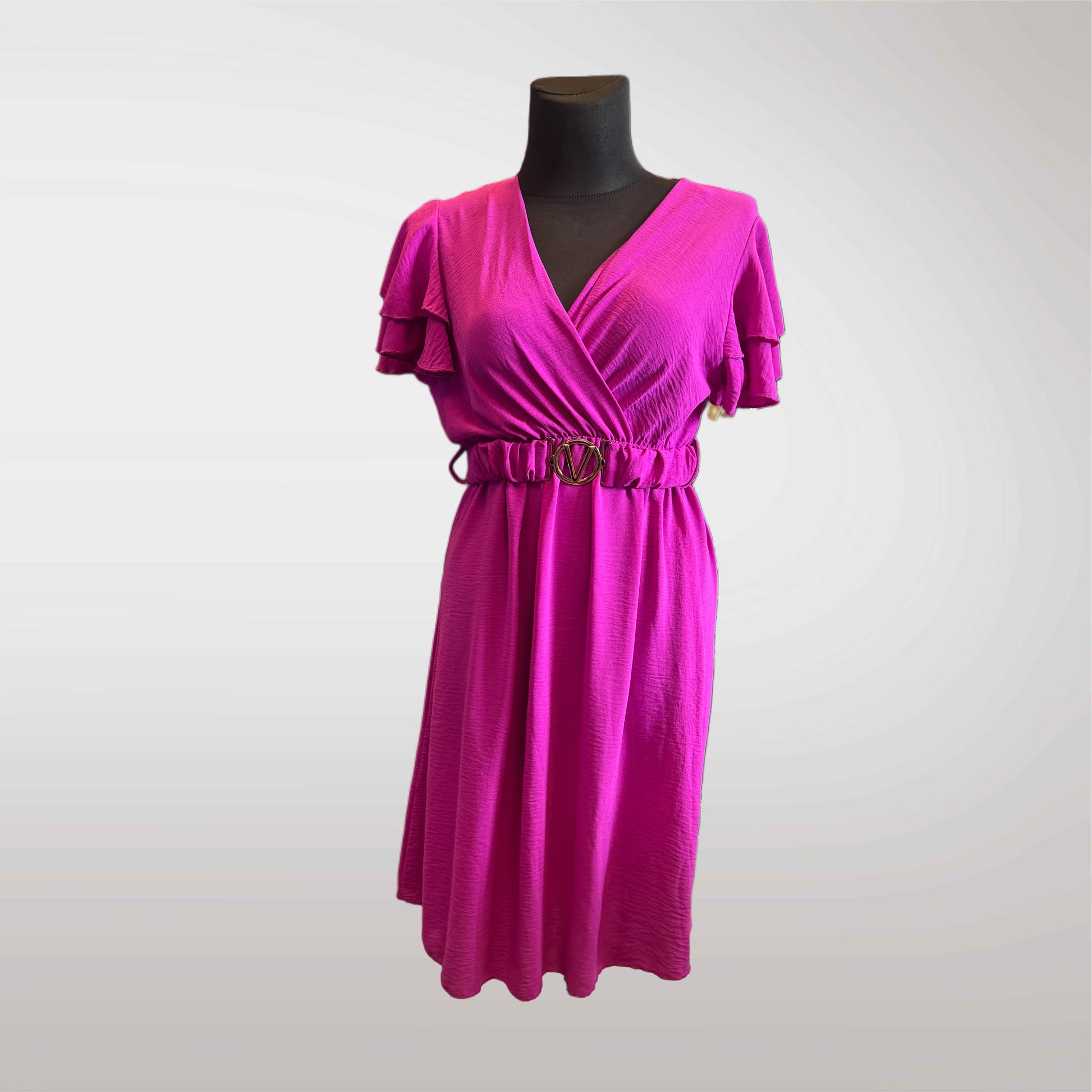 Midi Dress Envelope Belt Ruffles Summer