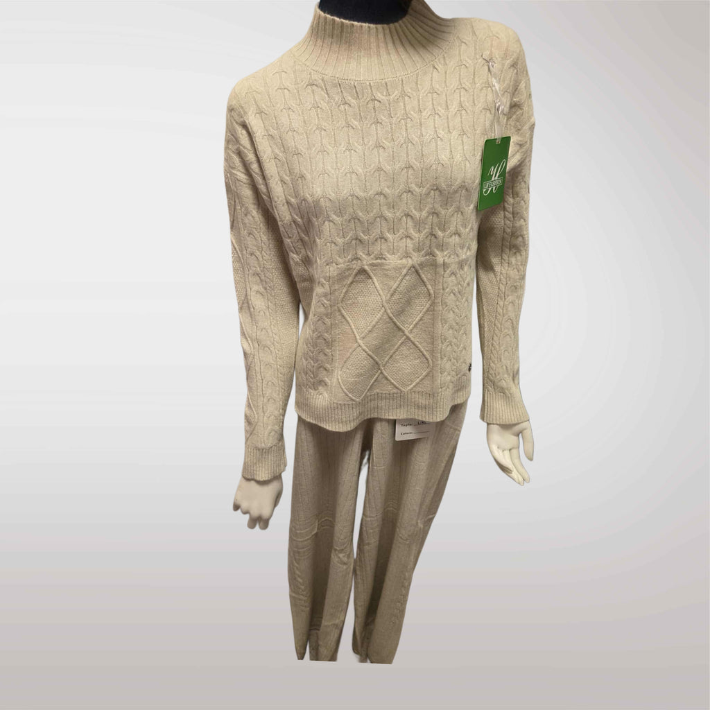 Damski komplet swetrowy z półgolfem: sweter + spodnie