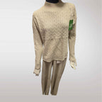 Damski komplet swetrowy z półgolfem: sweter + spodnie