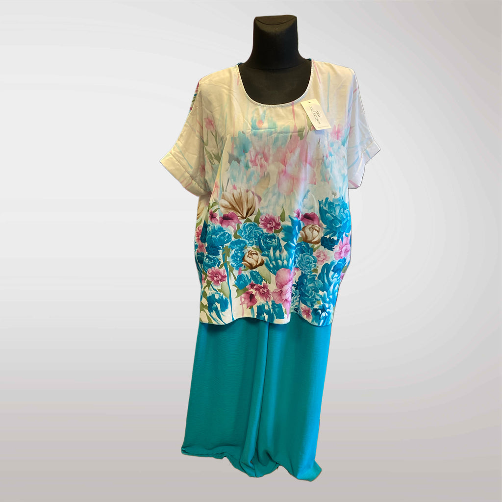 Floral Blouse and Trousers Set