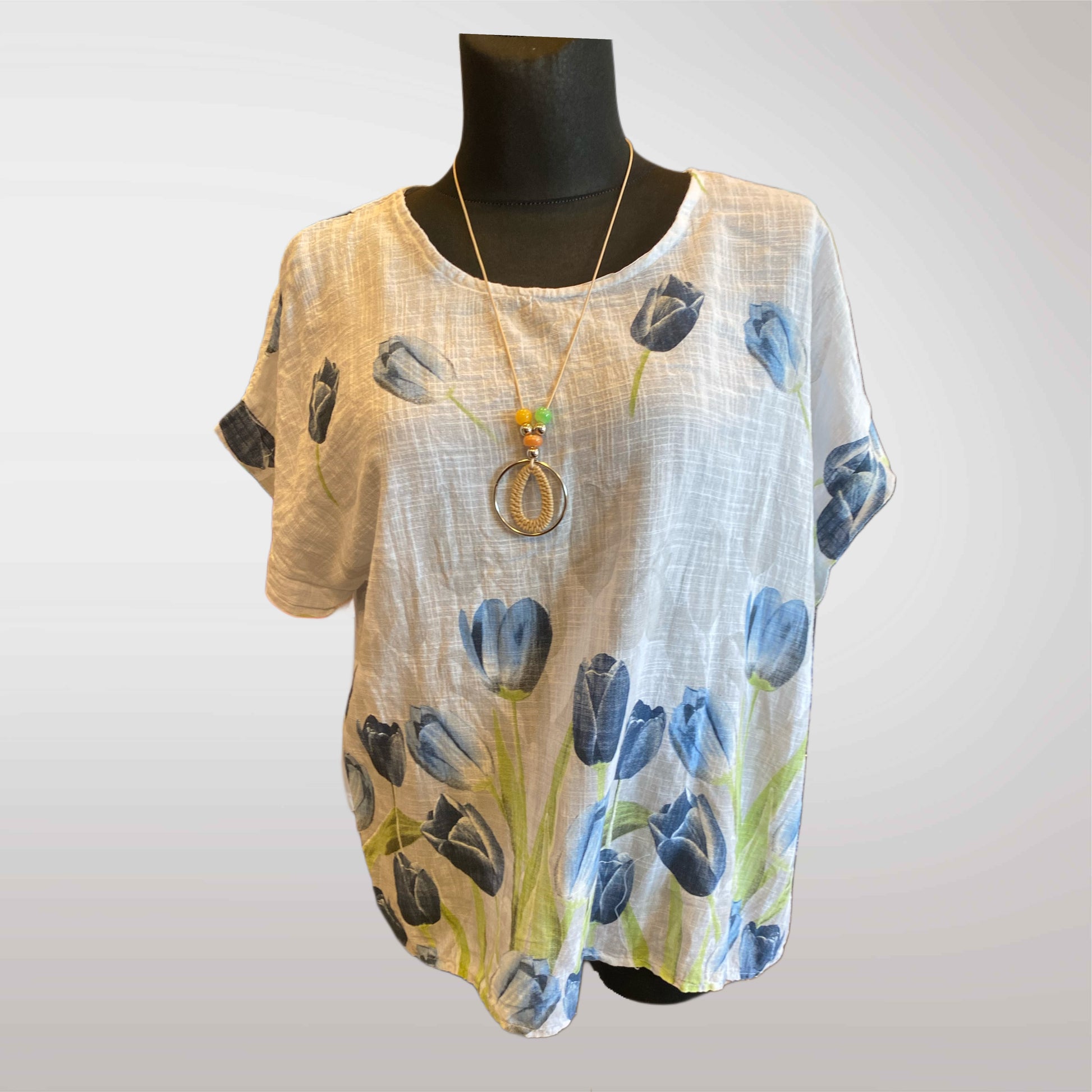 Floral Blouse with Necklace