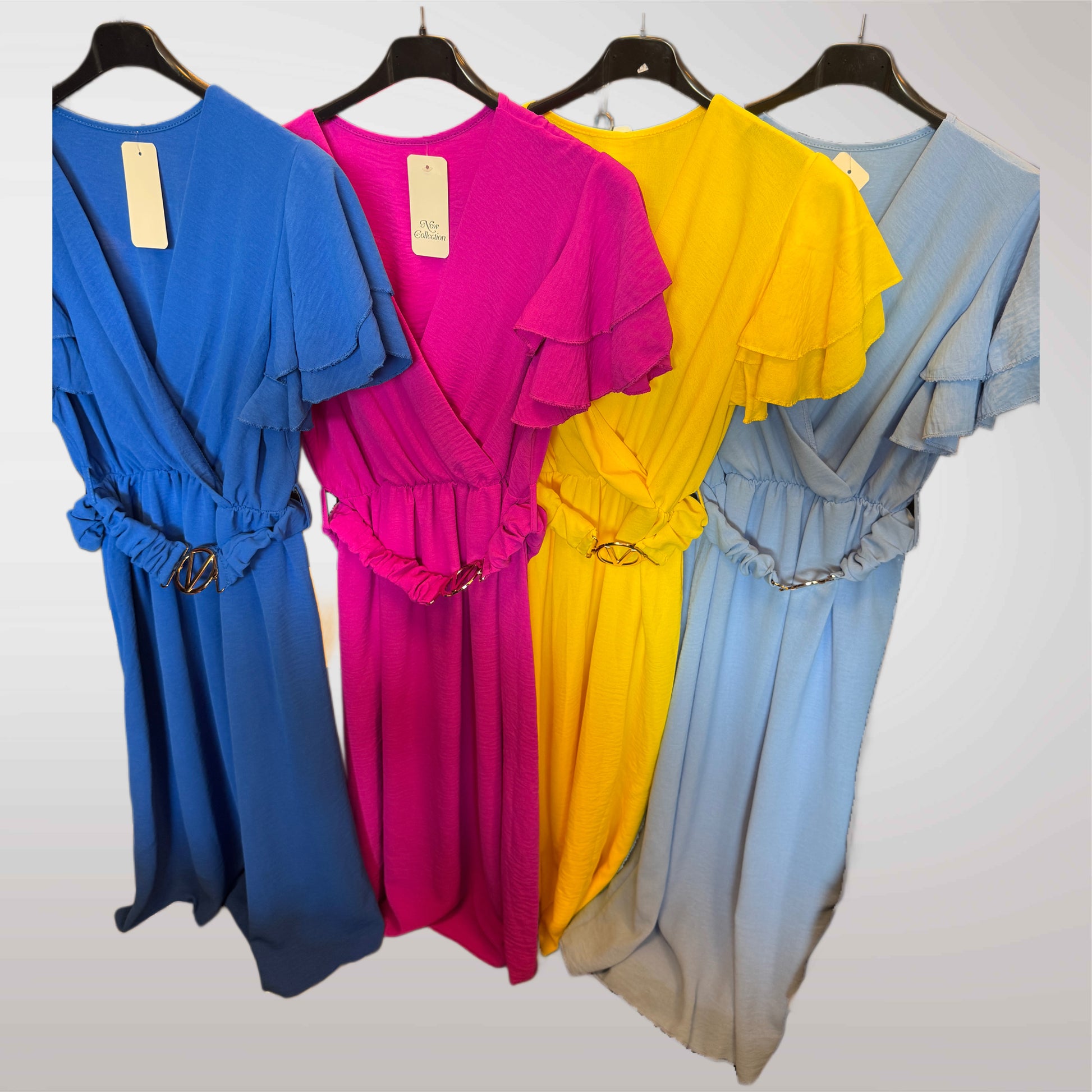 Midi Dress Envelope Belt Ruffles Summer 