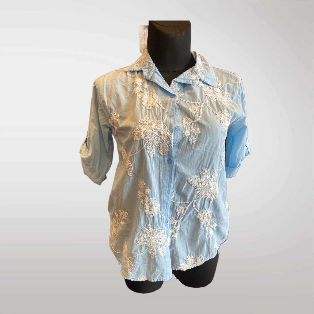 Women's Blouse Embroidered Flowers