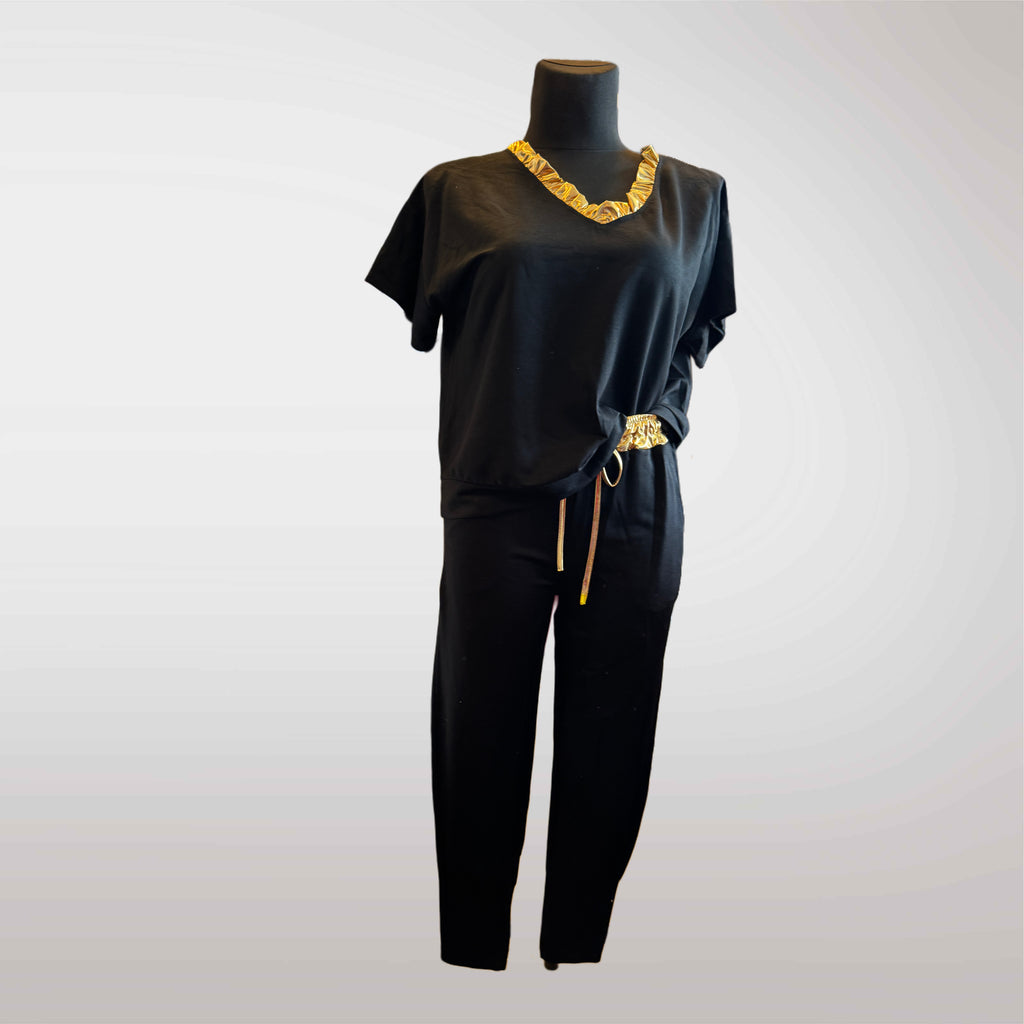 Tracksuit Set Butter with Gold Short Sleeve
