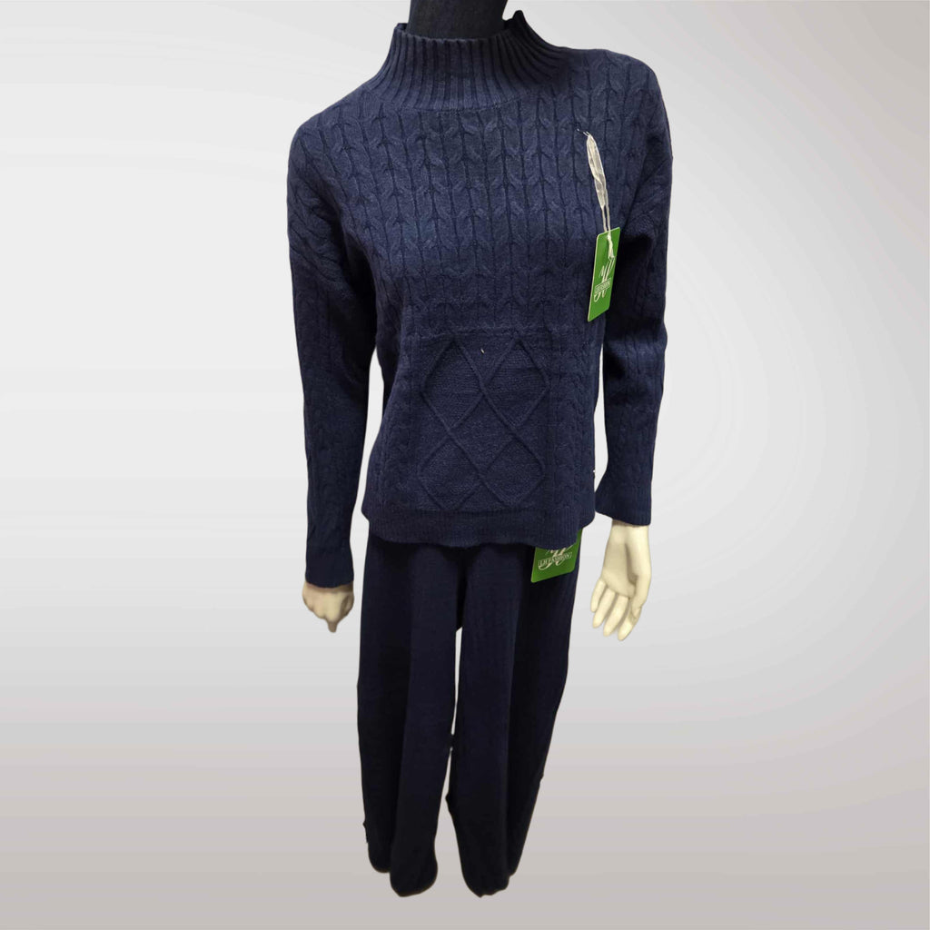 Damski komplet swetrowy z półgolfem: sweter + spodnie