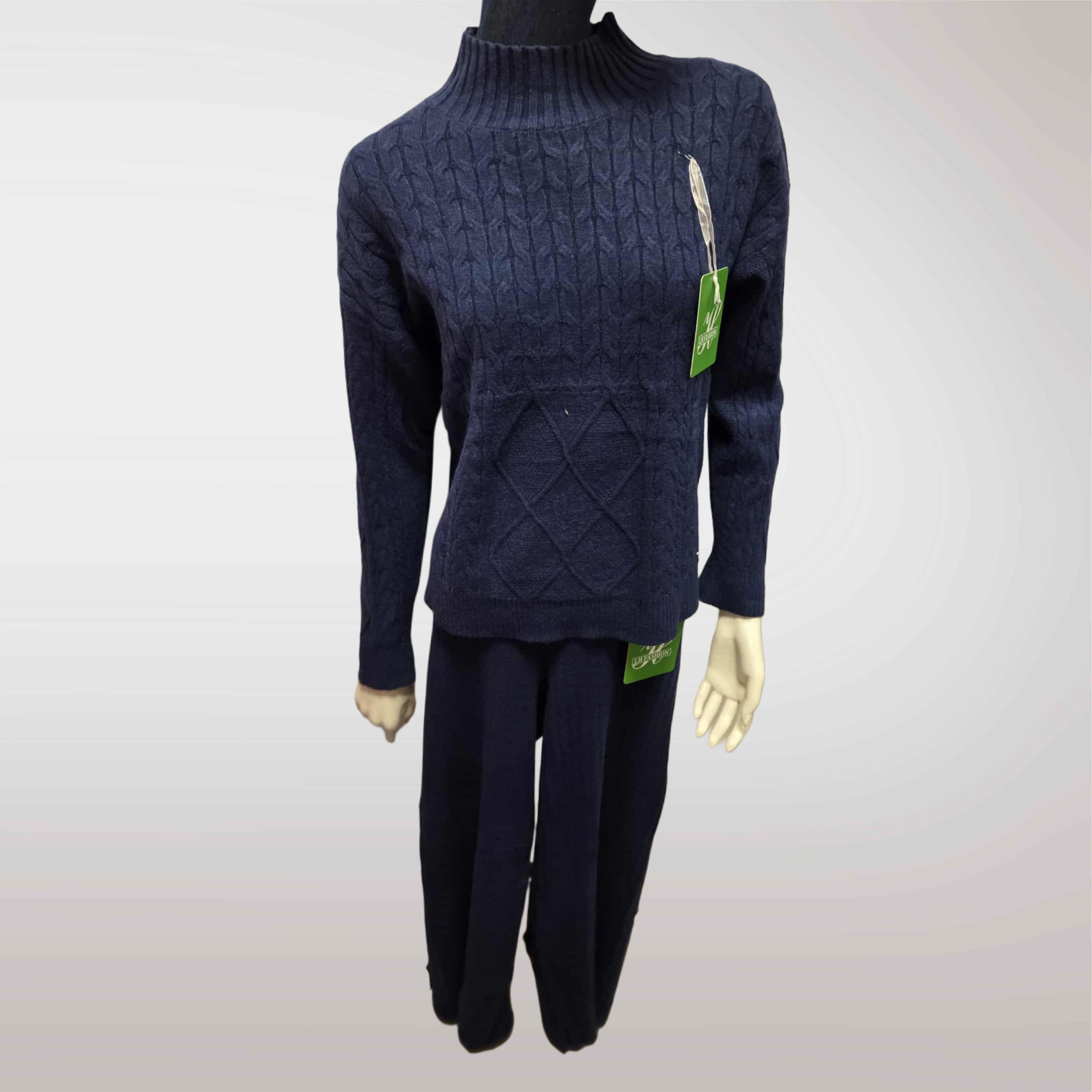 Damski komplet swetrowy z półgolfem: sweter + spodnie