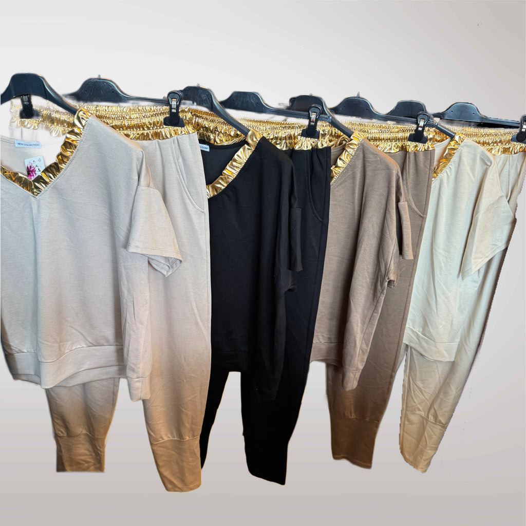 Tracksuit Set Butter with Gold Short Sleeve