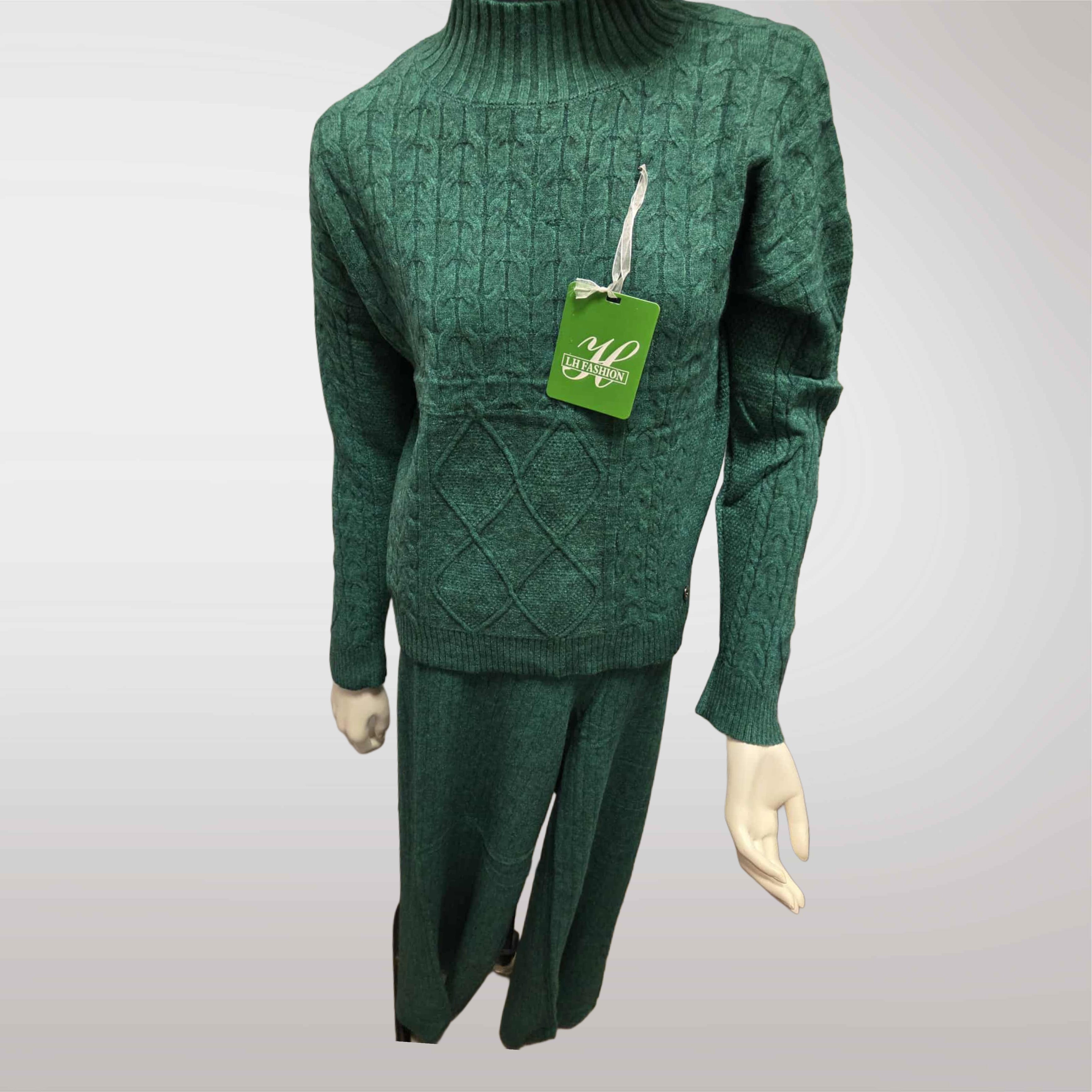 Damski komplet swetrowy z półgolfem: sweter + spodnie