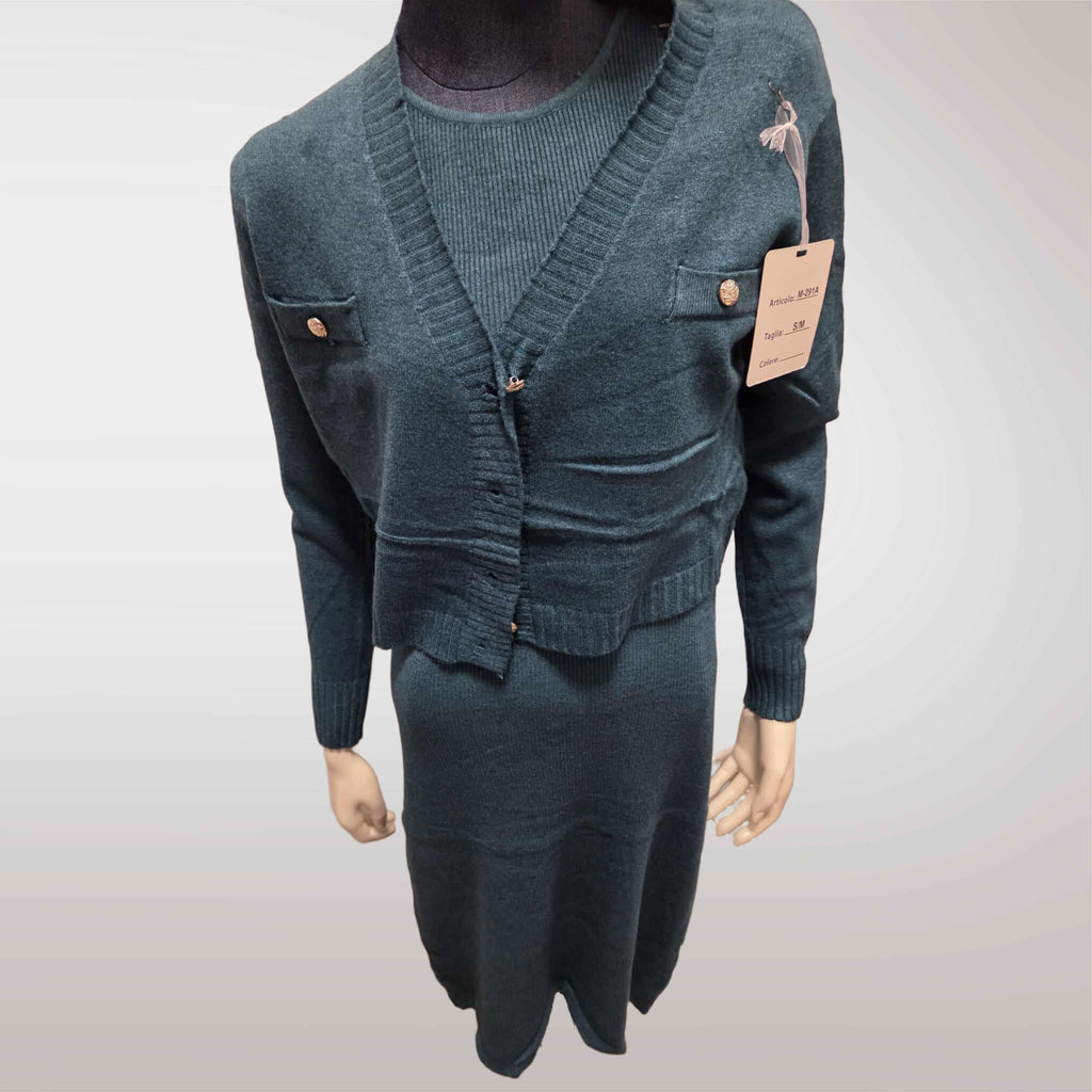 Zimowy Komplet Dzianinowy Sukienka + Sweter