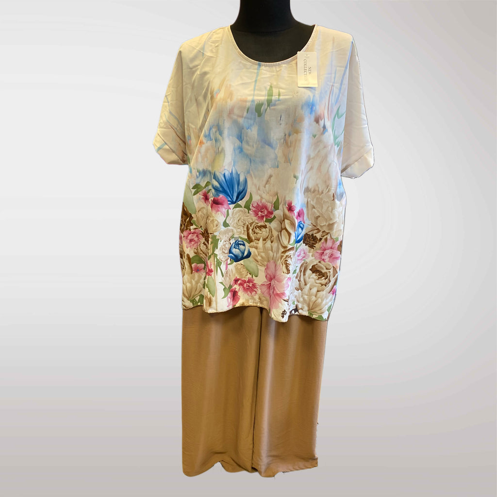 Floral Blouse and Trousers Set