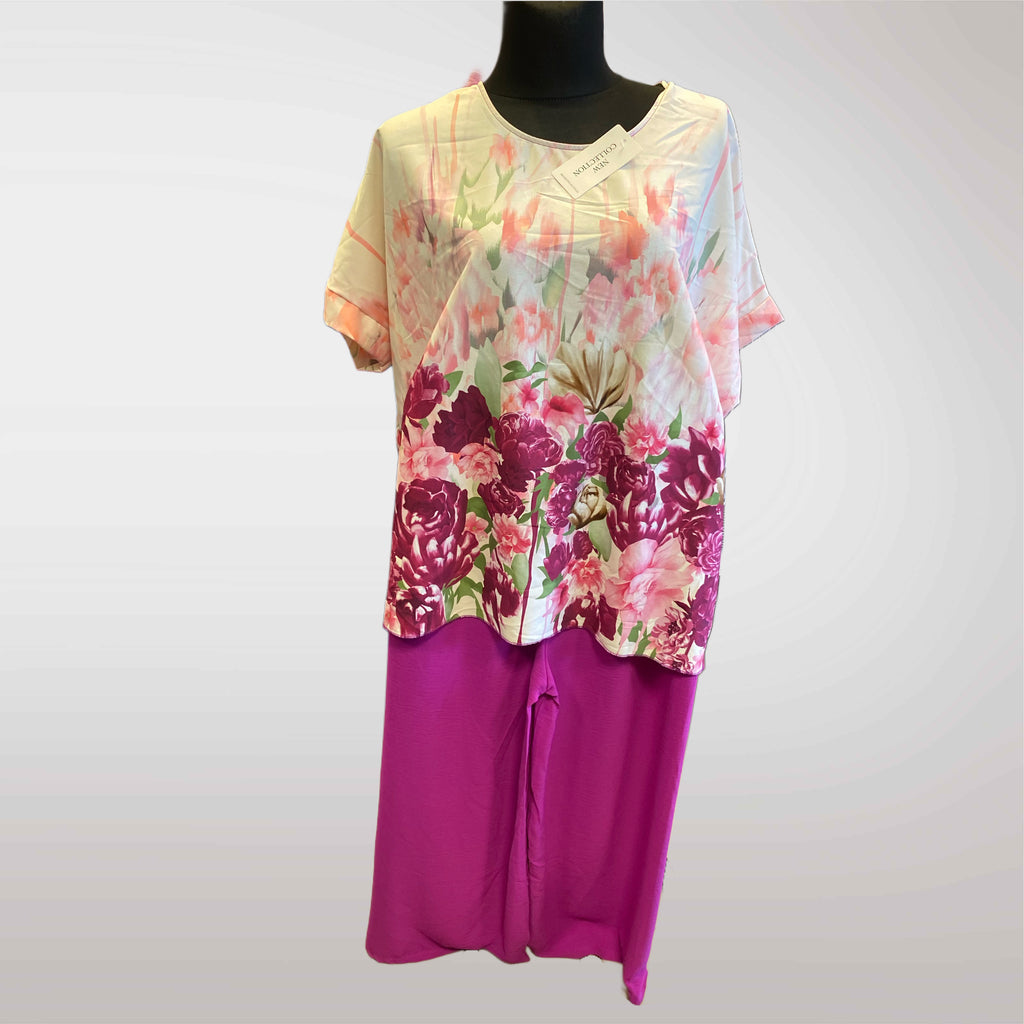 Floral Blouse and Trousers Set