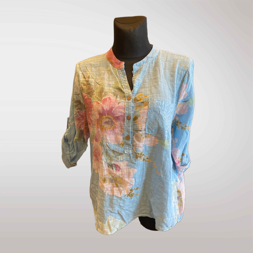 Blouse Shirt Women's Floral Oversize