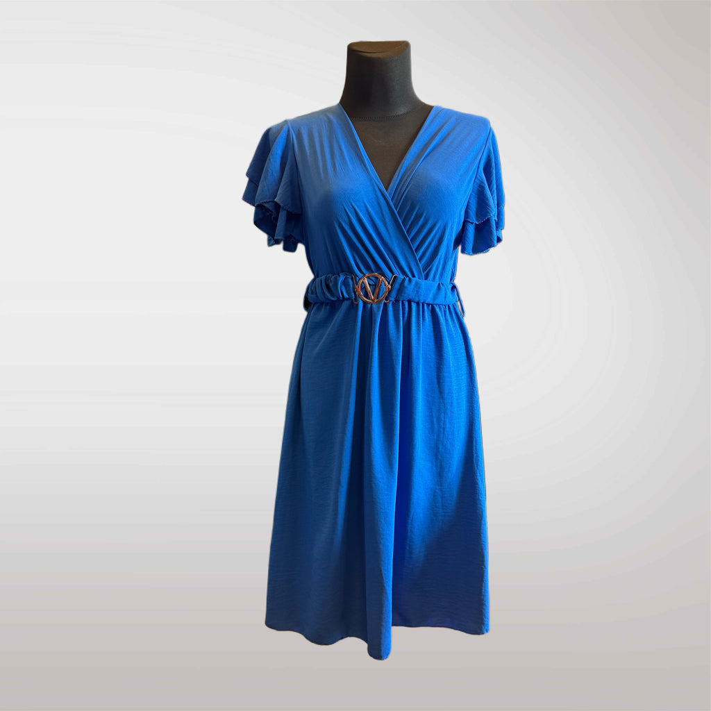 Midi Dress Envelope Belt Ruffles Summer 