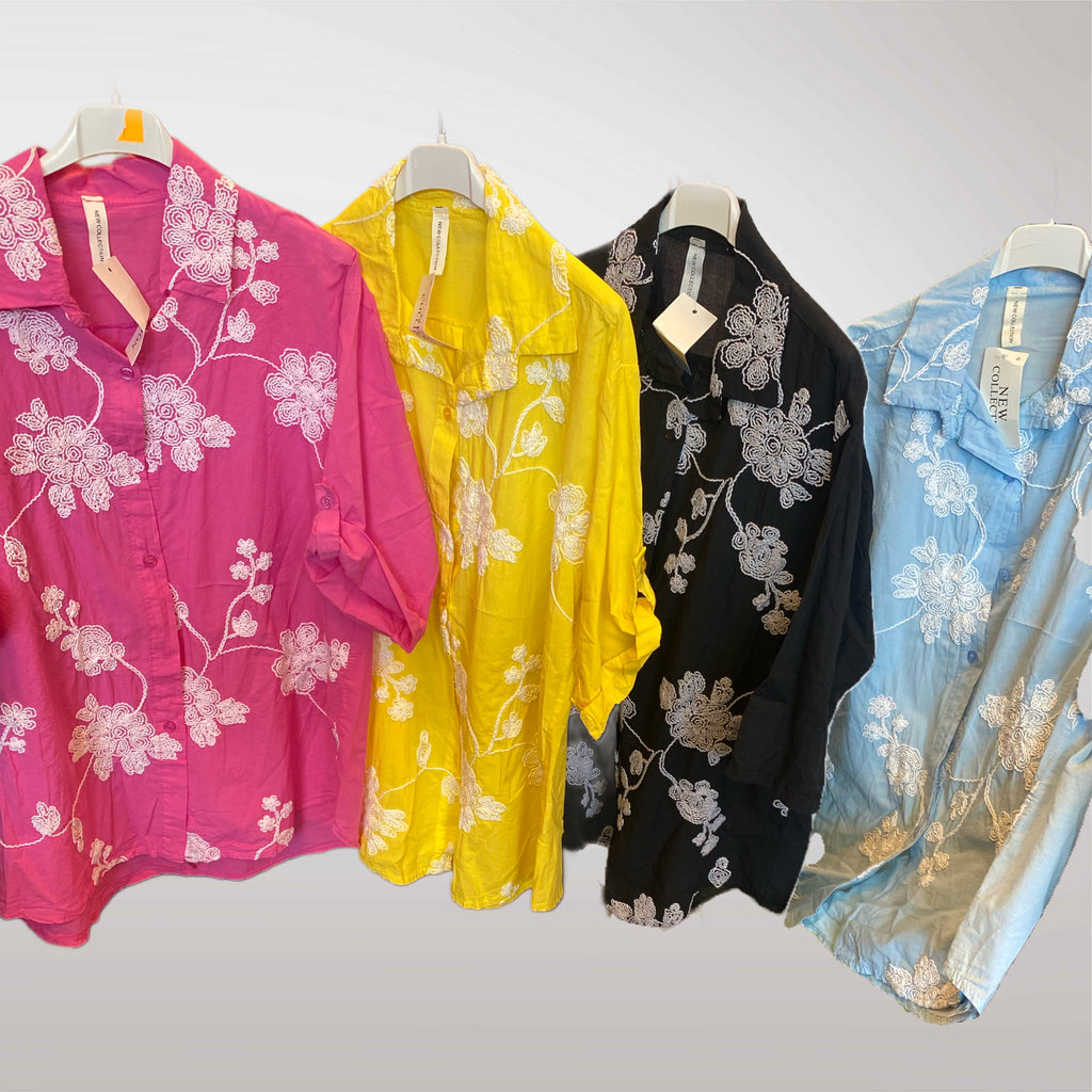 Women's Blouse Embroidered Flowers