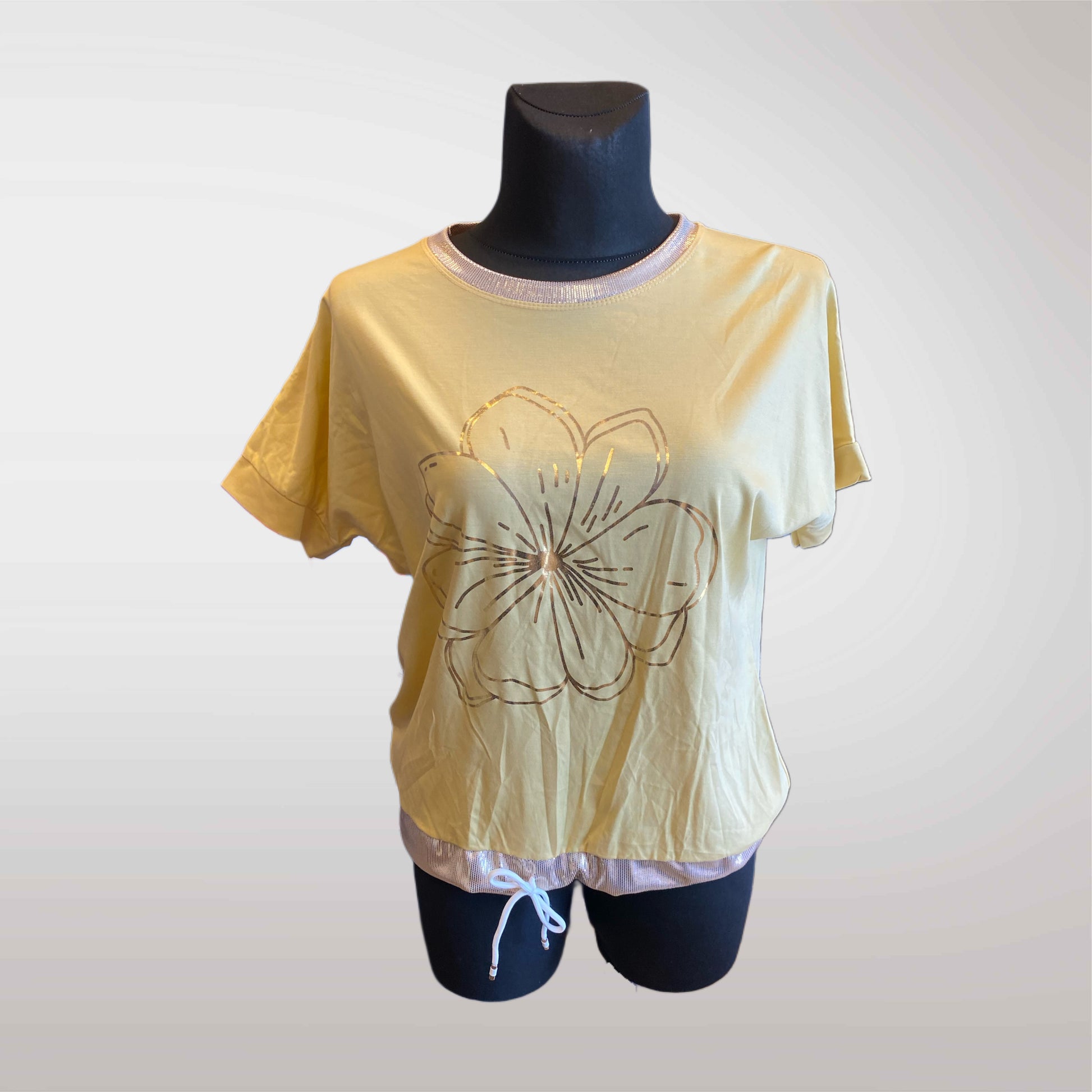 Blouse with Flower Viscose with Gold