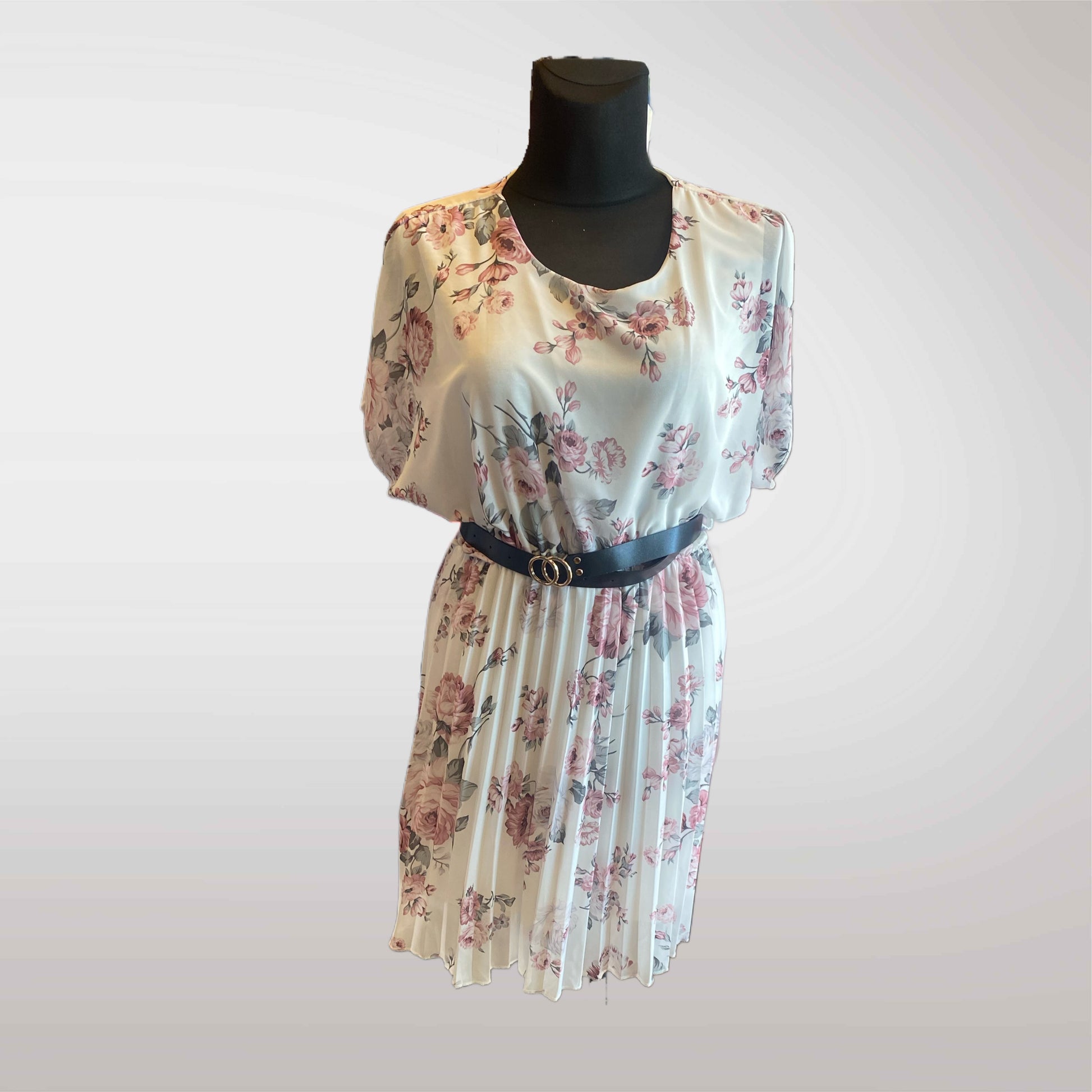 Floral Dress with Pleated Bottom