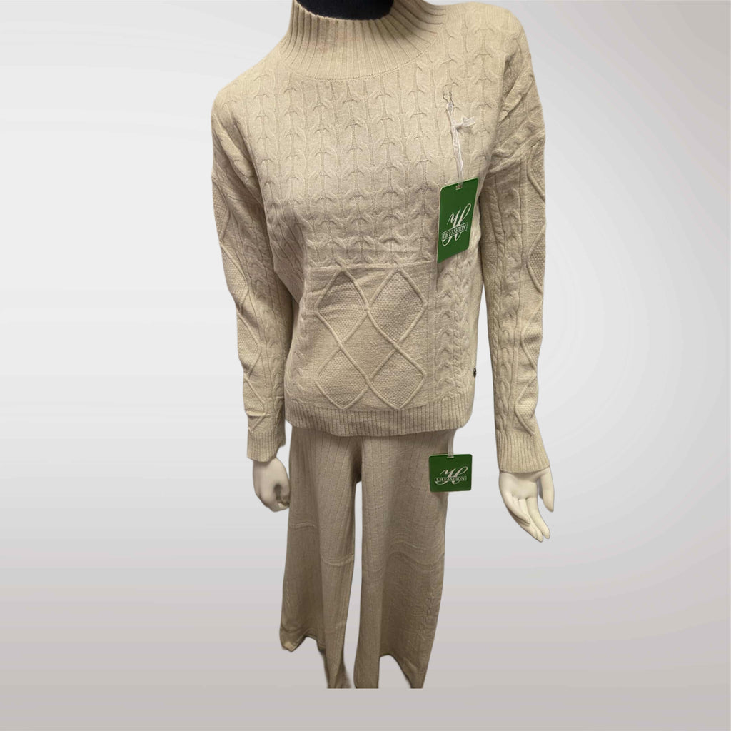 Damski komplet swetrowy z półgolfem: sweter + spodnie