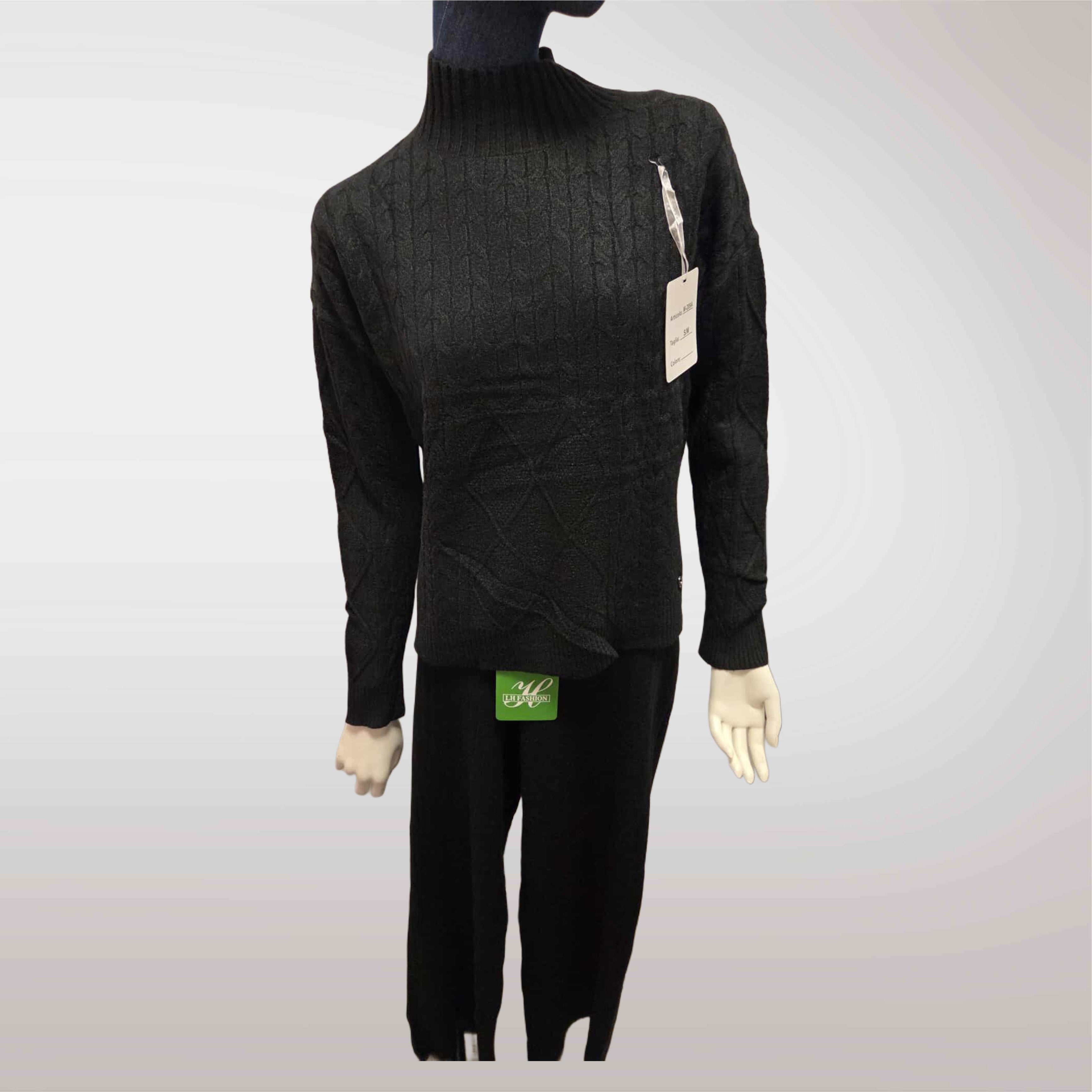 Damski komplet swetrowy z półgolfem: sweter + spodnie