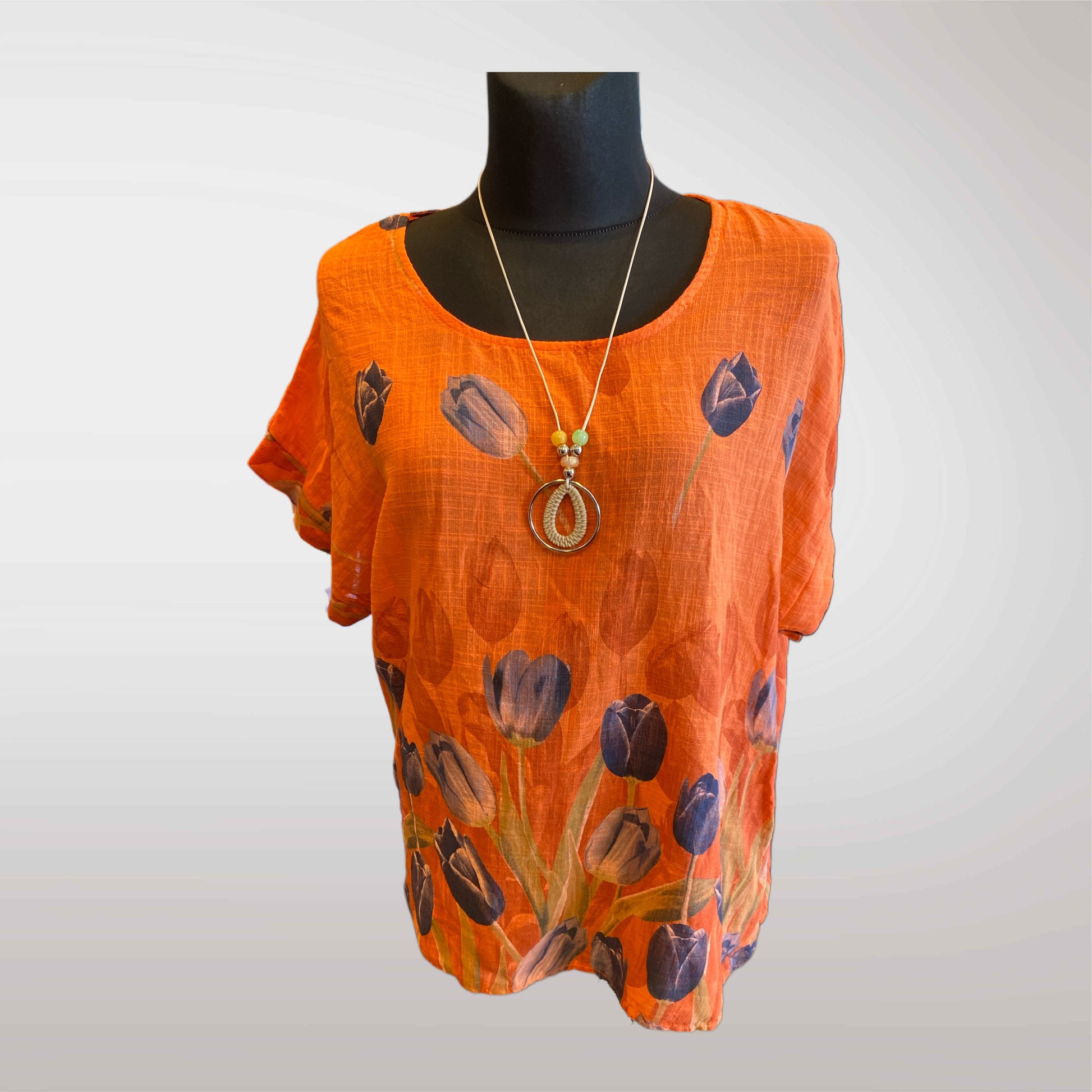 Floral Blouse with Necklace