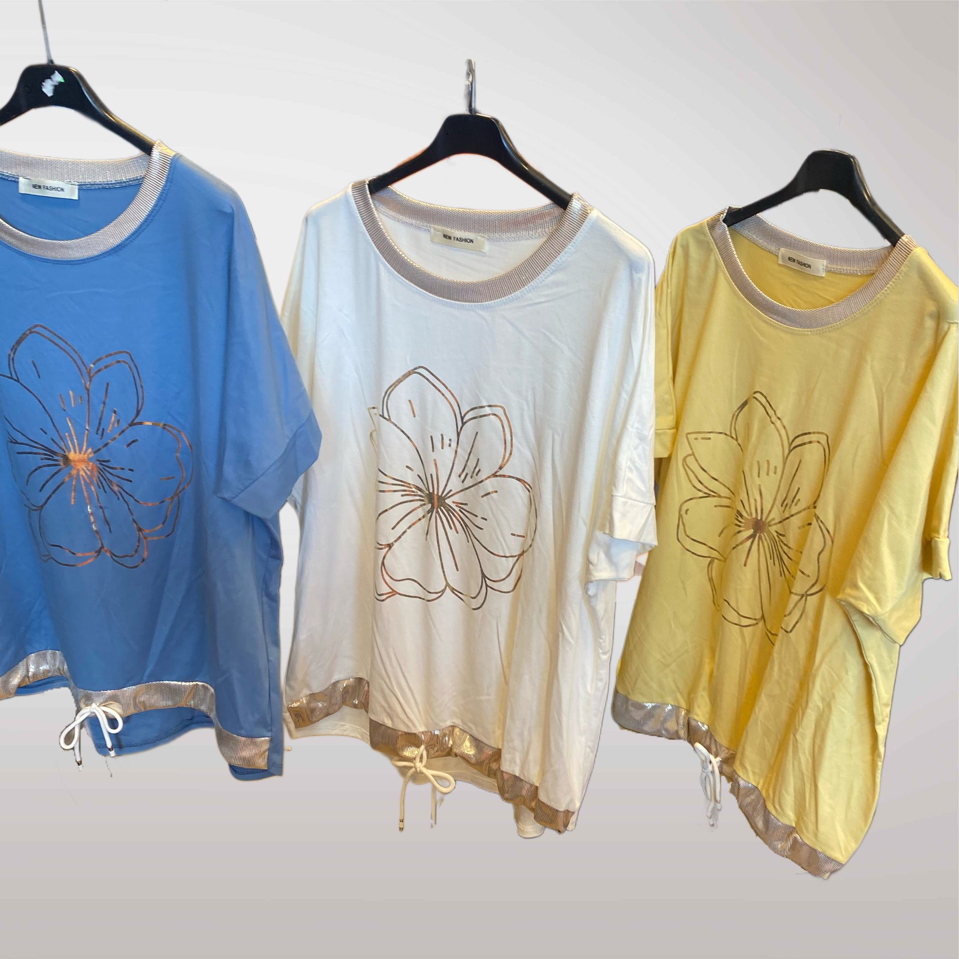 Blouse with Flower Viscose with Gold