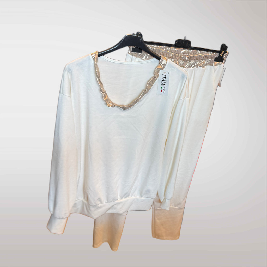 Tracksuit Set Butter with Gold Long Sleeve