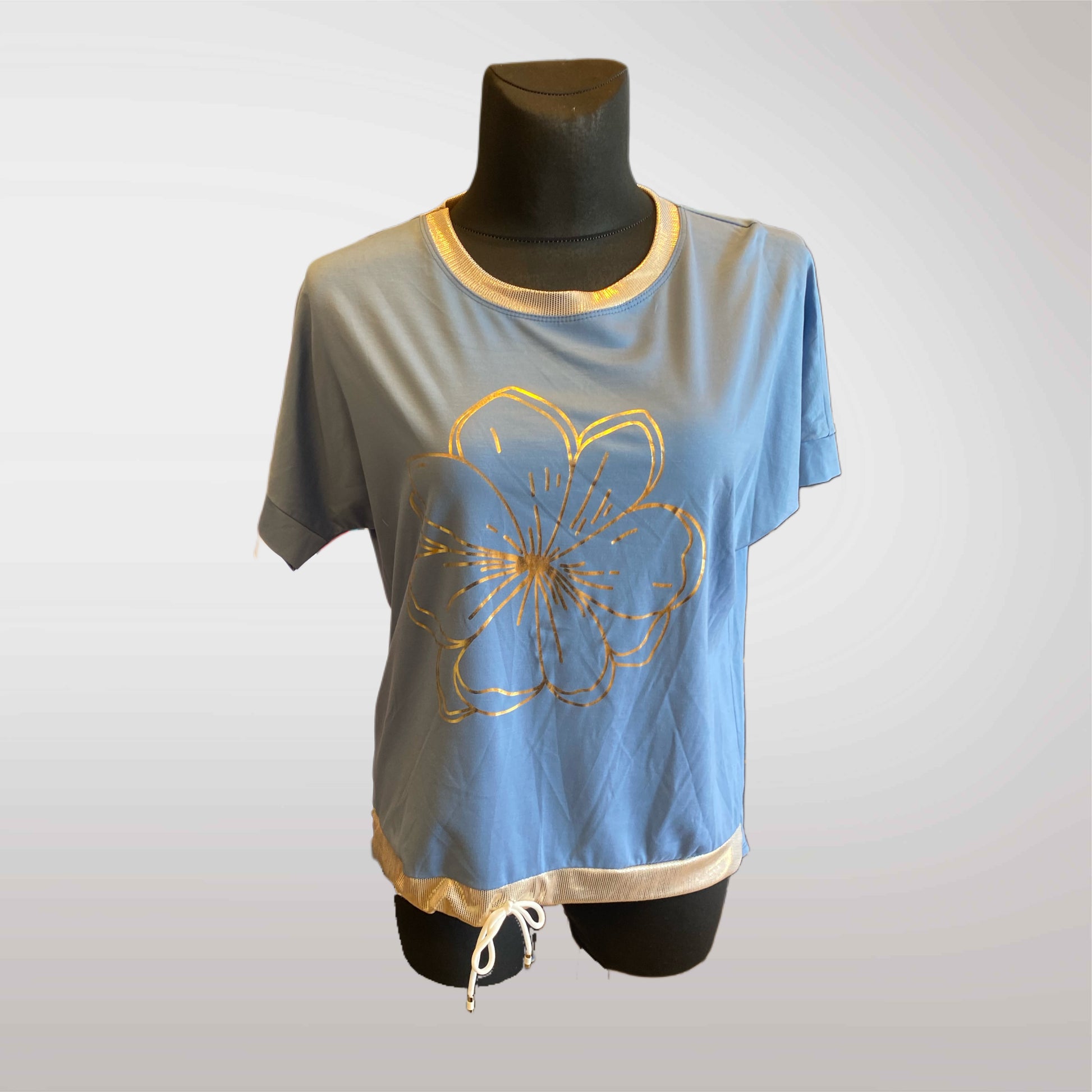 Blouse with Flower Viscose with Gold