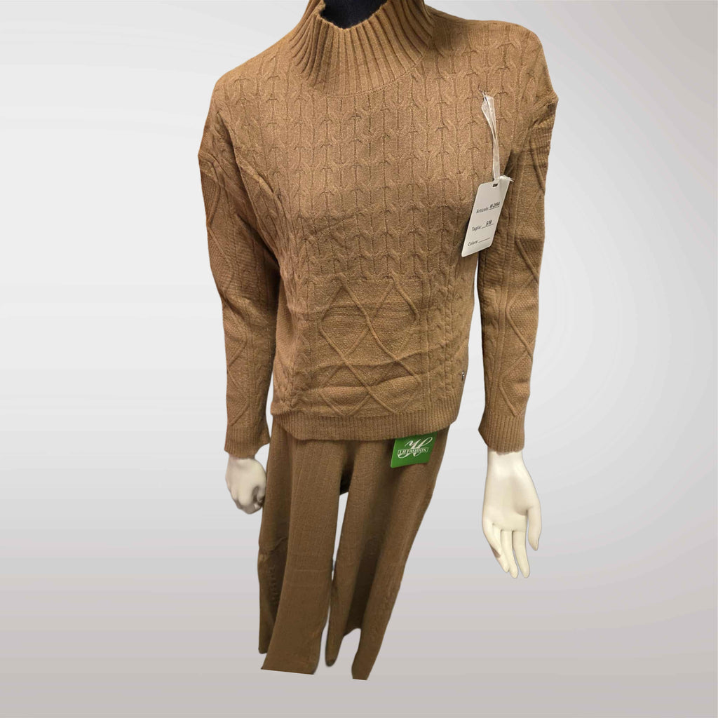 Damski komplet swetrowy z półgolfem: sweter + spodnie