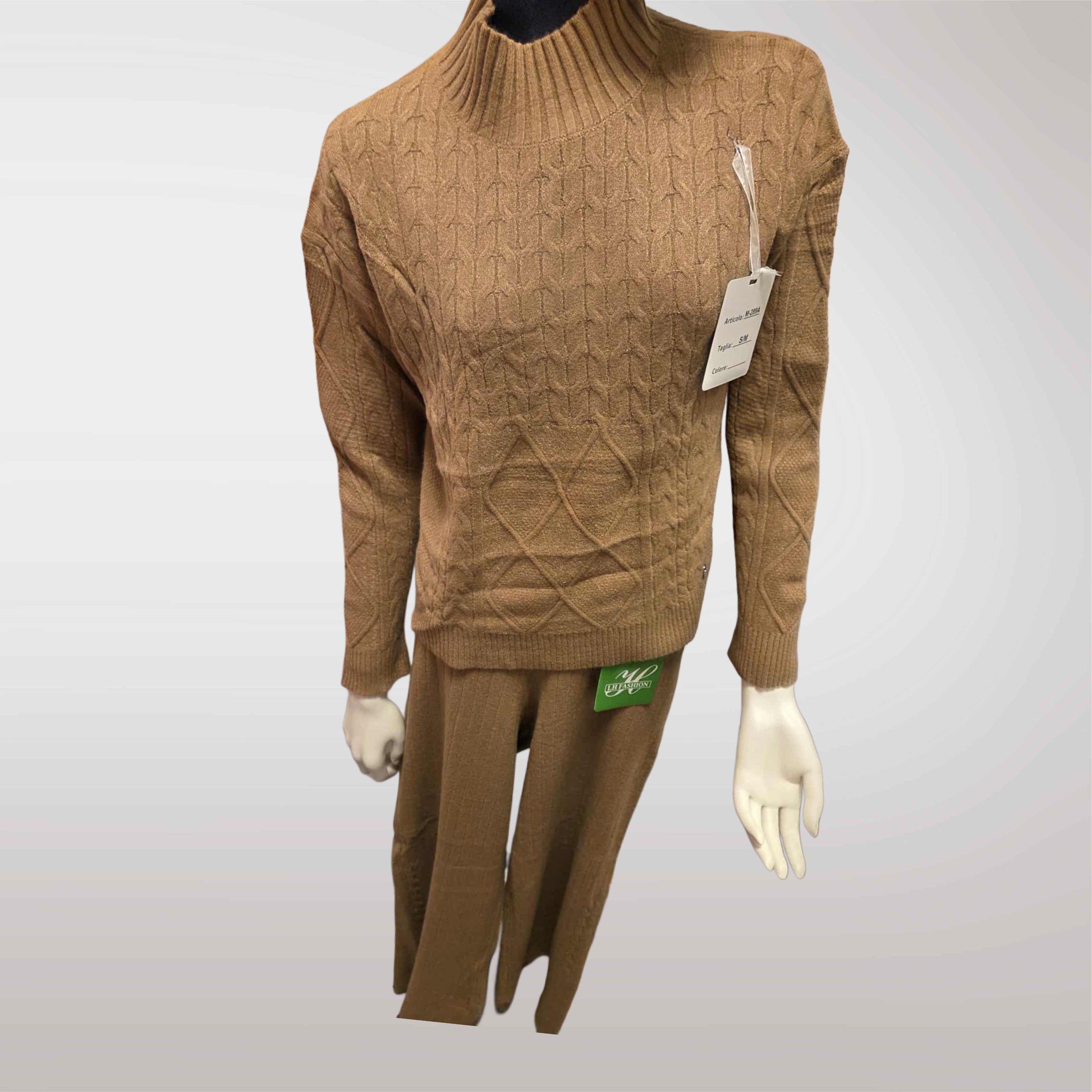 Damski komplet swetrowy z półgolfem: sweter + spodnie