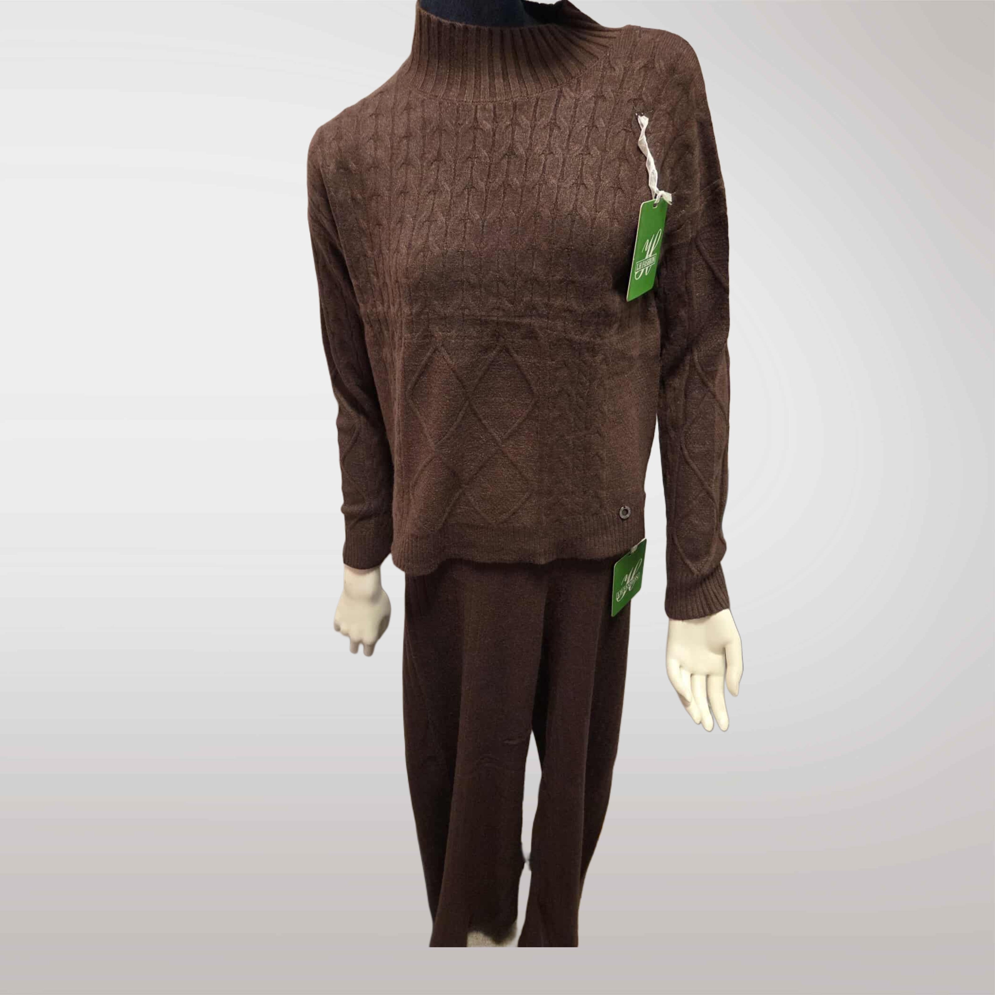 Damski komplet swetrowy z półgolfem: sweter + spodnie