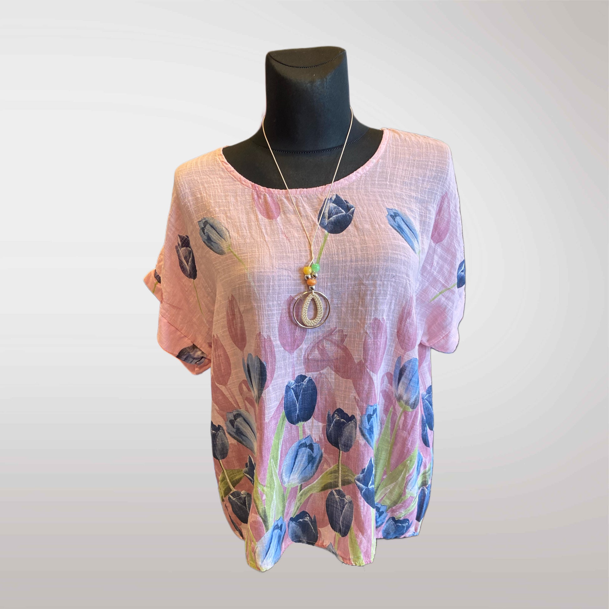 Floral Blouse with Necklace
