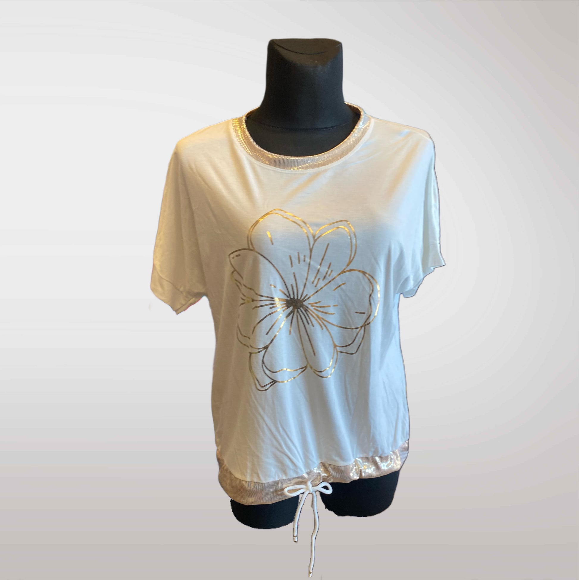 Blouse with Flower Viscose with Gold