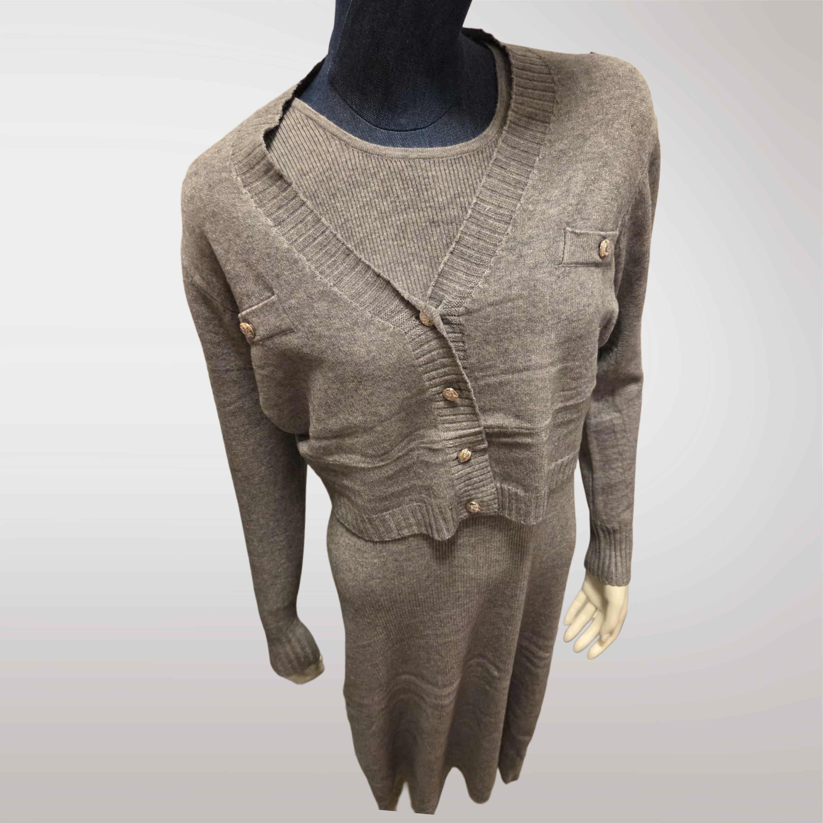 Zimowy Komplet Dzianinowy Sukienka + Sweter