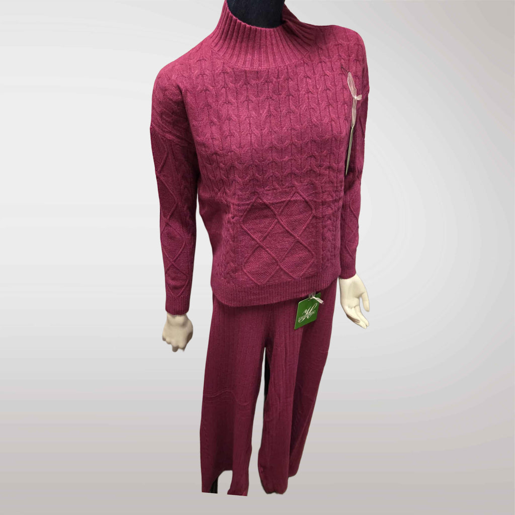 Damski komplet swetrowy z półgolfem: sweter + spodnie