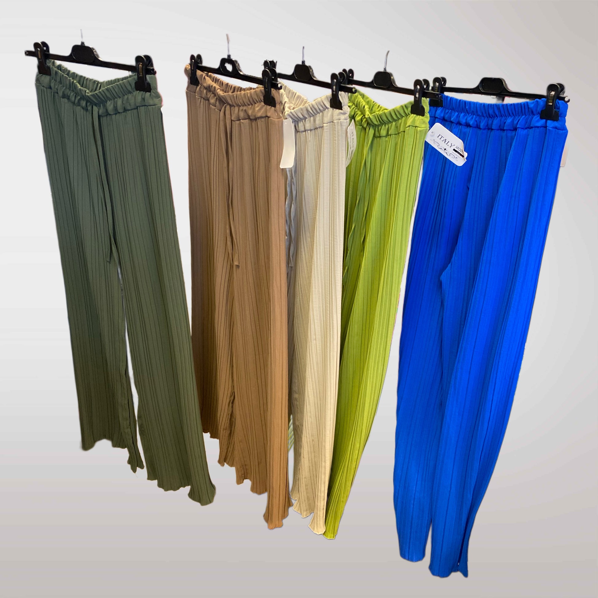 Wide Elastic Pleated Trousers