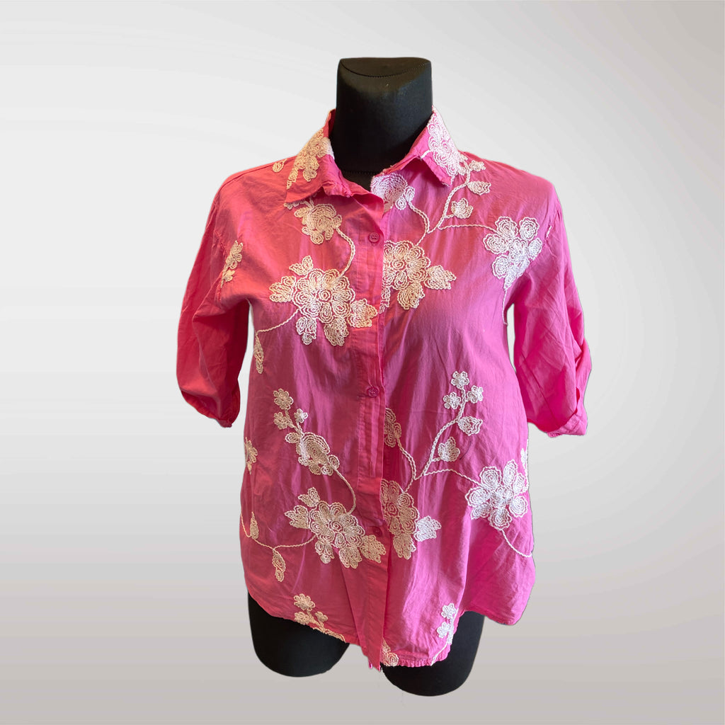 Women's Blouse Embroidered Flowers