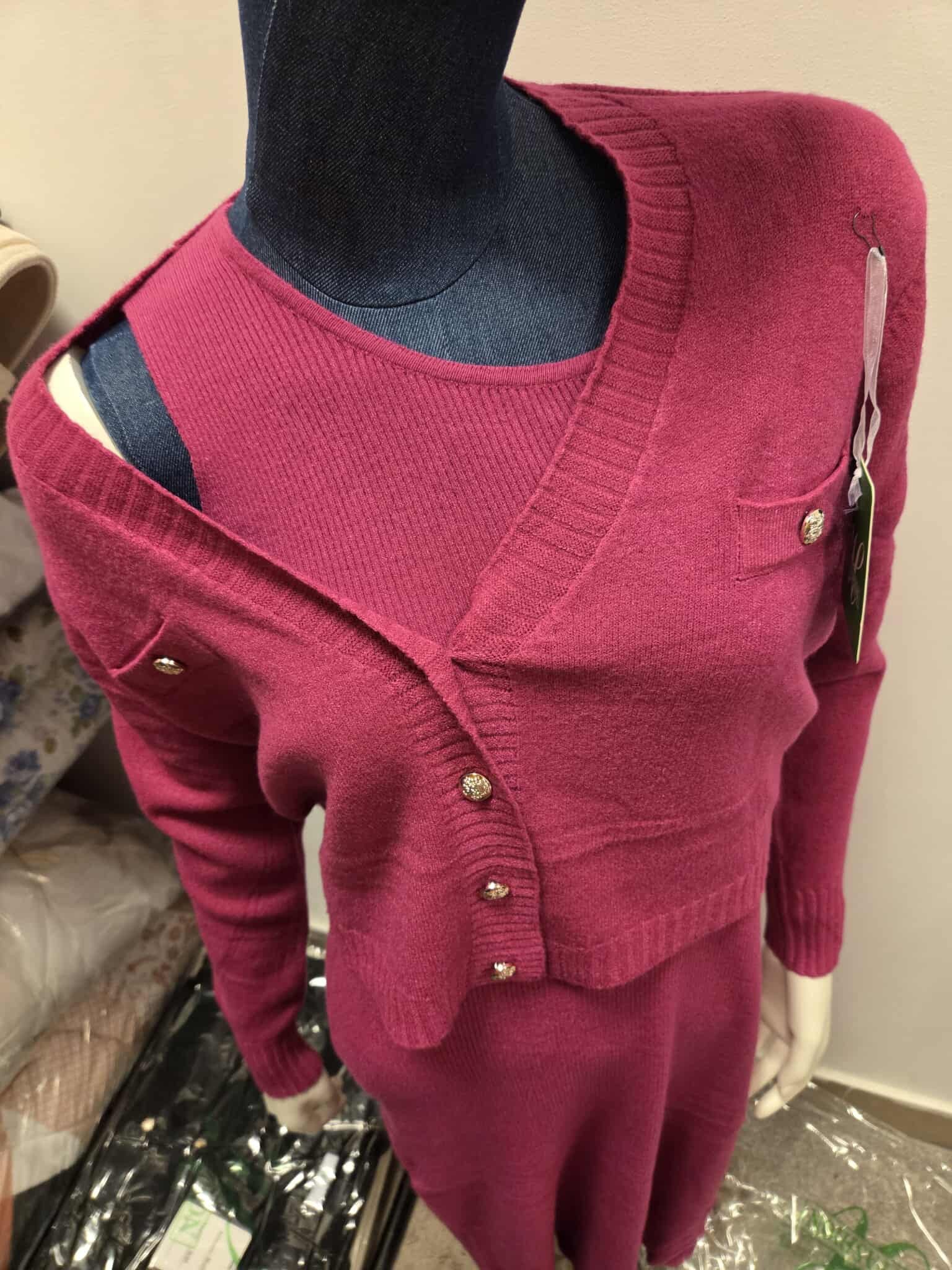 Zimowy Komplet Dzianinowy Sukienka + Sweter