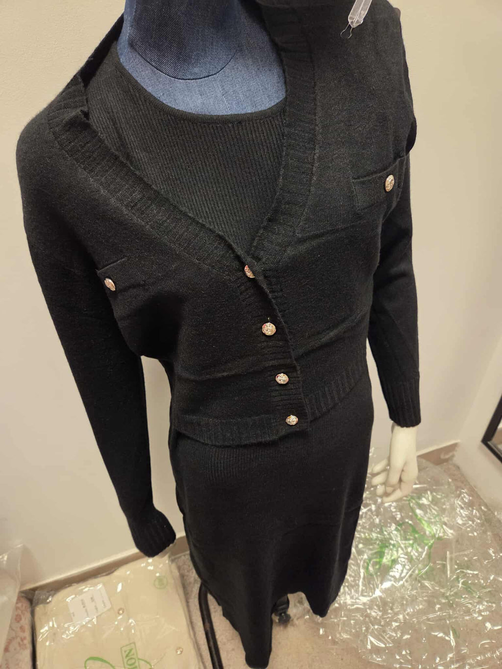 Zimowy Komplet Dzianinowy Sukienka + Sweter