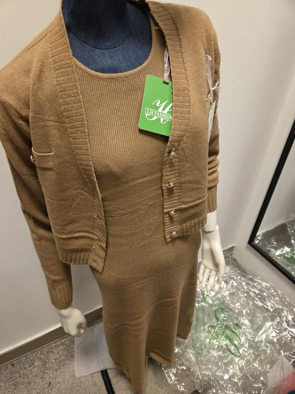 Zimowy Komplet Dzianinowy Sukienka + Sweter