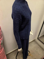 Damski komplet swetrowy z półgolfem: sweter + spodnie