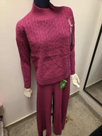 Damski komplet swetrowy z półgolfem: sweter + spodnie