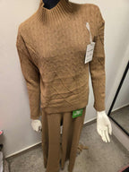 Damski komplet swetrowy z półgolfem: sweter + spodnie